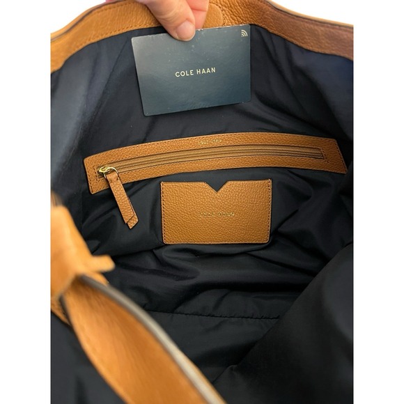 Cole Haan Dillan RFID‎ Blocker Hobo Basket Weave Leather Shoulder Handbag Purse - Picture 9 of 11